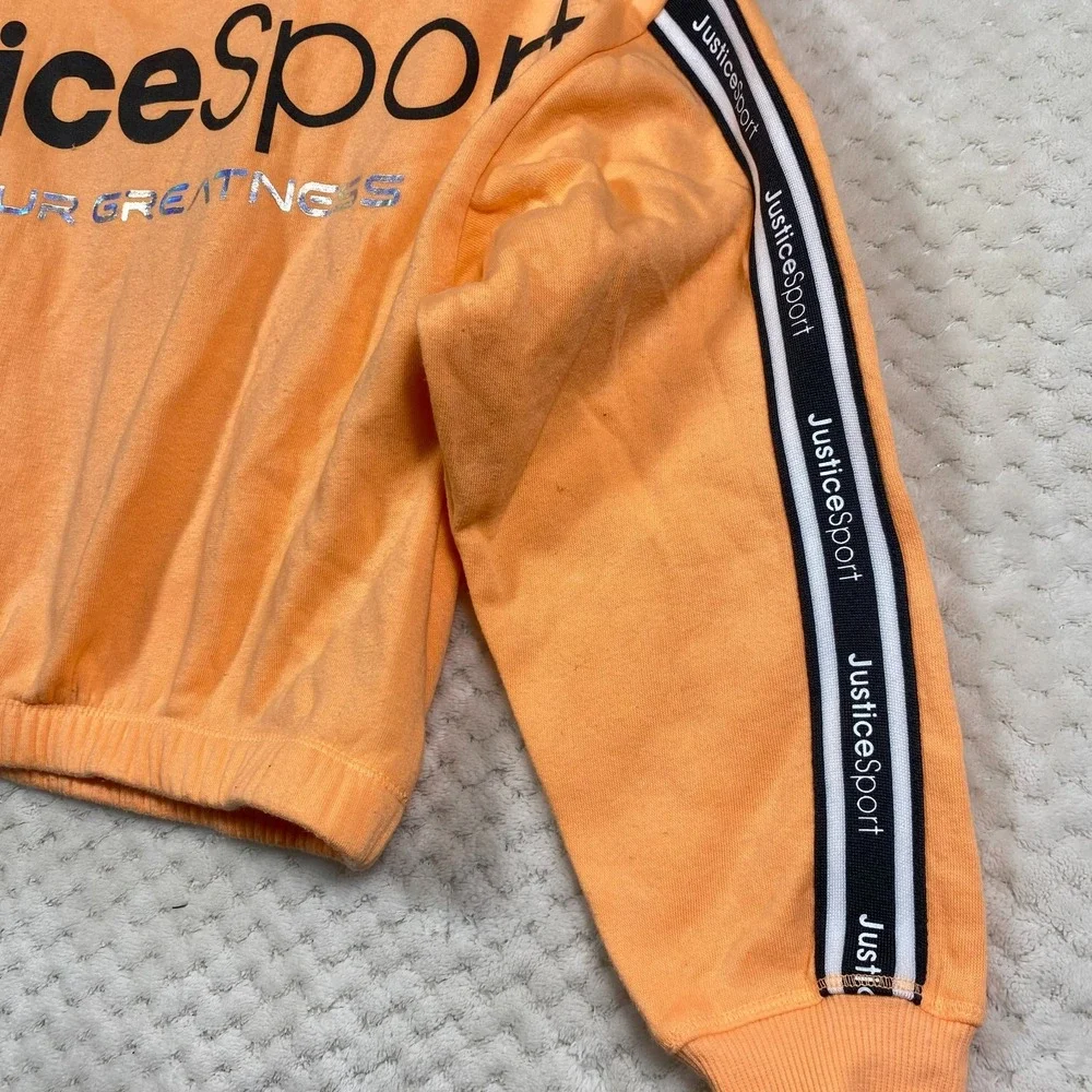 Justice Sport Girls Hoodie Sweatshirt Orange Medium 10 Cropped